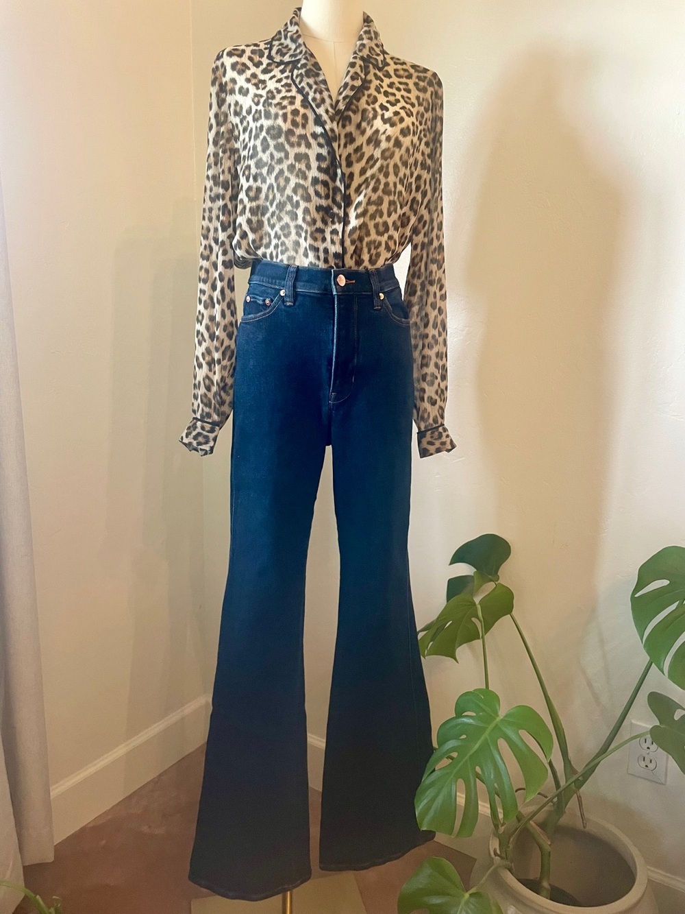 L.L. Bean Signature‎ Deep Indigo Long Flare Women's Jeans 10 Tall